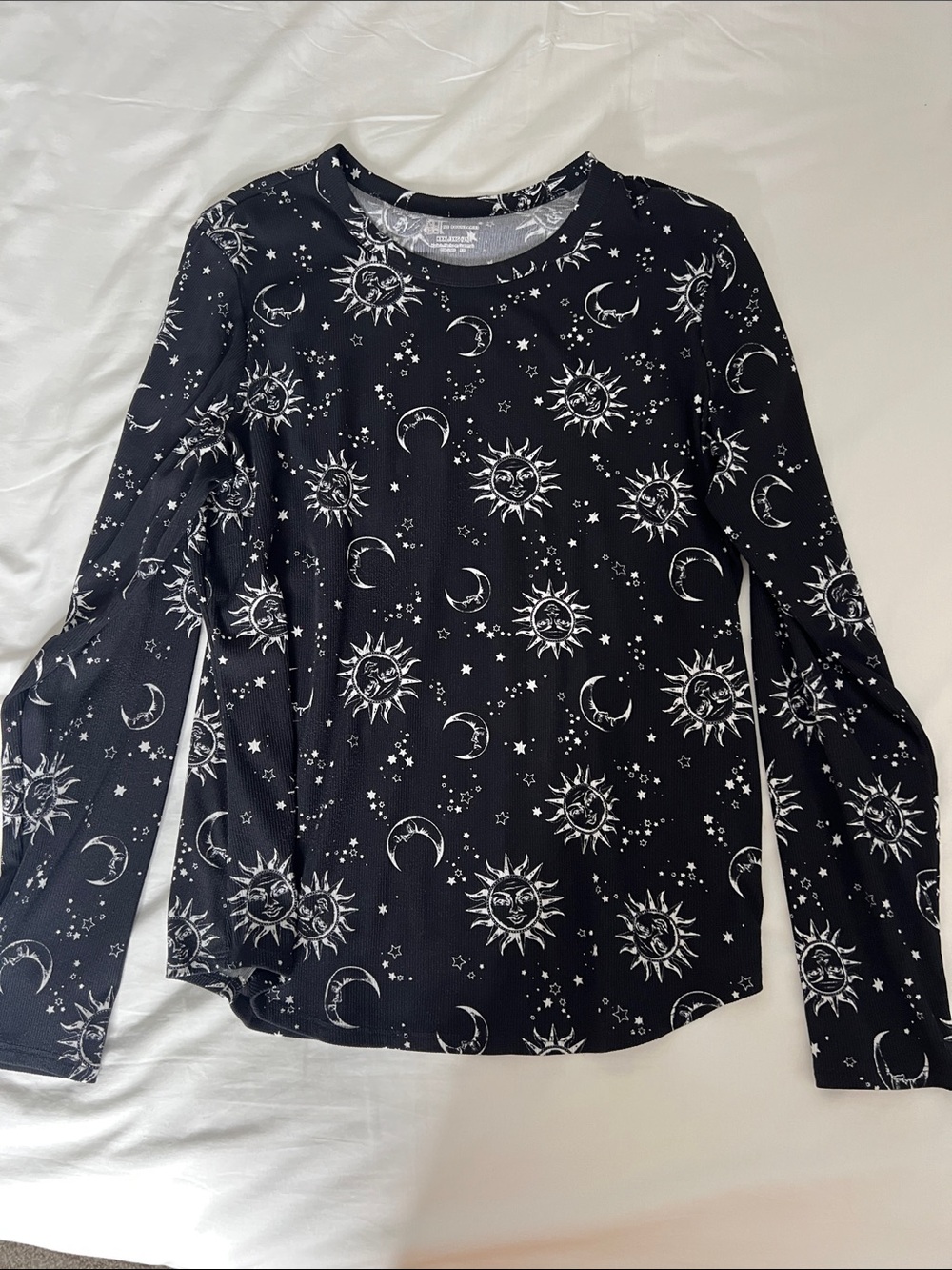 No Boundaries Black Sun & Moon Print Long Sleeve Top